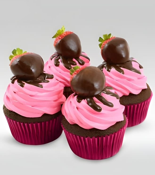 Strawberry Burst - 4 Cupcakes