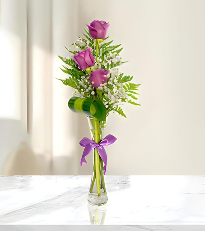 3 Purple Roses, FLOWERS