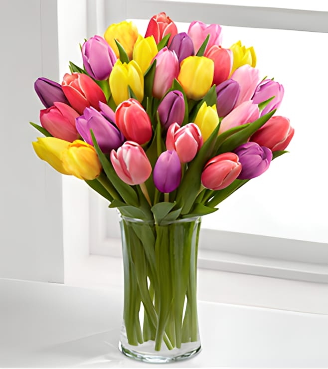 Color Assorted Tulip Bouquet, FLOWERS