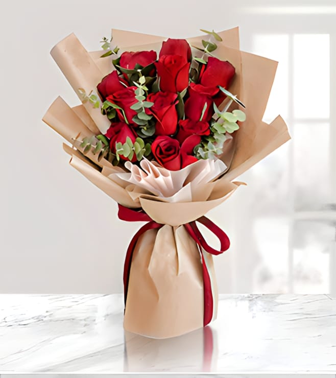 Royal Crimson Rose Bouquet, FLOWERS